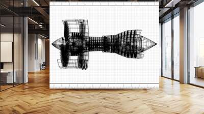 Jet Engine Blueprint Wall mural