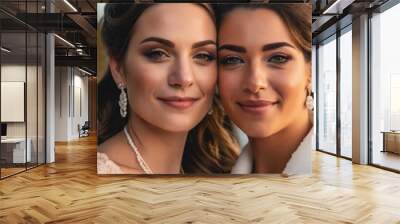 Lesbian couple wedding portrait Wall mural