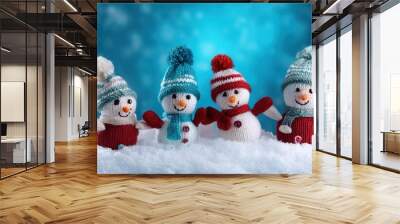 little knitted snowmans  Wall mural