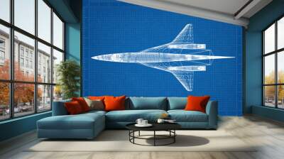 military fighter plane Architect blueprint Wall mural