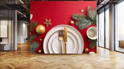 New Year's family dinner table arrangement Wall mural