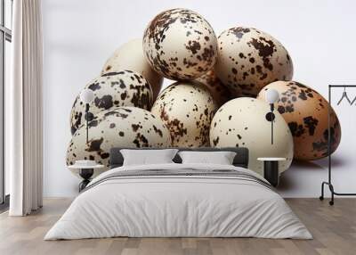 Quail eggs, isolated on white background Wall mural