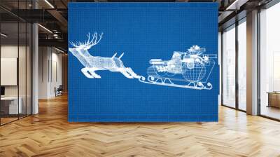 santa claus blueprint Wall mural