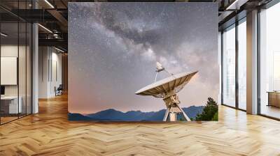 satellite dish against a night sky with milkyway Wall mural