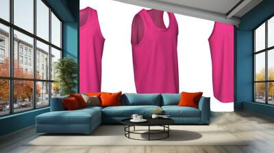 Tank Top - Pink, template, from three sides, isolated on white background Wall mural