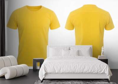 yellow t shirt front and back view, isolated on white background. Ready for your mock up design template Wall mural