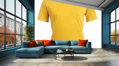 yellow t shirt front and back view. mockup Wall mural