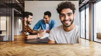 young adult multiracial multiethnic man in a group study room or classroom Wall mural