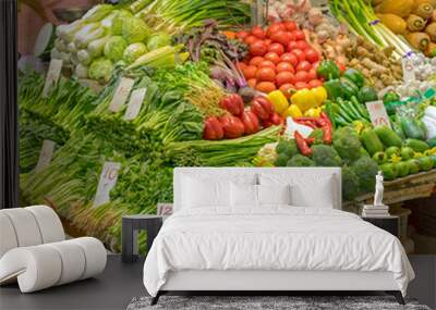 Fresh Healthy Leafy Greens Vegetables at Farmers Market Hong Kong Wall mural