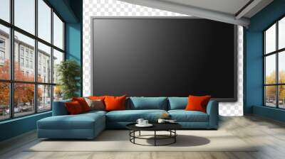 Black flat screen LCD tv isolated on transparent background vector illustration. Wall mural