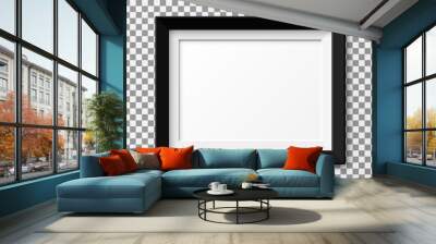 Realistic horizontal picture frame isolated on transparent background. Wall mural