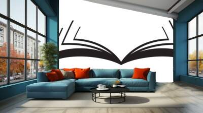 Cartoon open book and pages. Education concept. Line drawing. Opened books sign. Book store logo. Flying pages. World book day. Wall mural