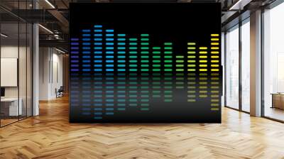 Digital equalizer or equaliser symbol. pulse musical. Music sound wave mixer. music soundwave diagram. Volume level. Music audio frequency, voice line waves, electronic radio signal. Record icon. Rays Wall mural