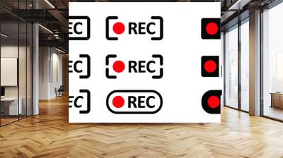 Framed recording sign Mobile home video camera viewfinder Overlay film Fun live rec Vector funny player Full hd format of frame template lines Funny camera frames Line app focusing screen flat panel Wall mural