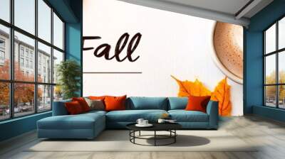 Cozy relaxing fall autumn coffee background Wall mural