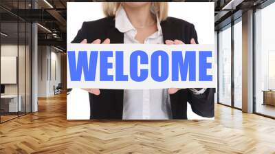 businesswoman business concept with welcome employee staff emplo Wall mural