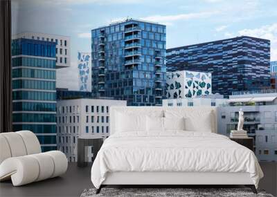 Oslo skyline modern city architecture real estate office buildings at Barcode District in Norway Wall mural