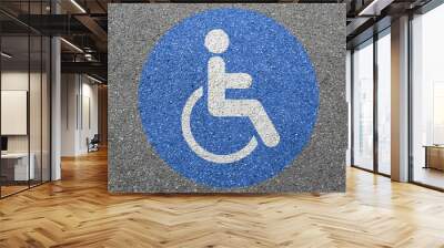 Wheelchair road sign disabled handicapped ramp access wheel chair street zone Wall mural