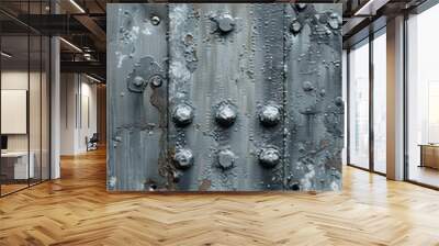 Gray steel surface with a brushed texture, showing wear and tear, reflecting resilience Wall mural