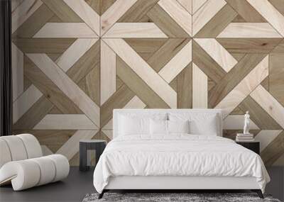 The texture of light wood, parquet. Figure diamond. Beautiful wood pattern tiles Wall mural