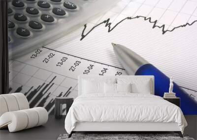 stock chart with calculator and pen Wall mural