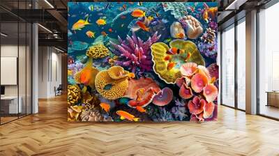 there are many different colored fish swimming in the ocean Wall mural