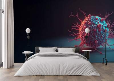 Cancer in the blood outbreak and treatment for malignant cells in a human body caused by carcinogens and genetics and leukemia or lymphoma symbol and medical therapy created with Generative AI Wall mural