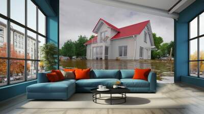 3d render of a flooding white house - force of nature Wall mural