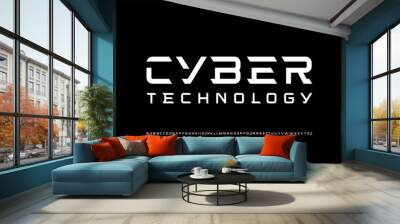 Tech font, digital cyber alphabet Wall mural