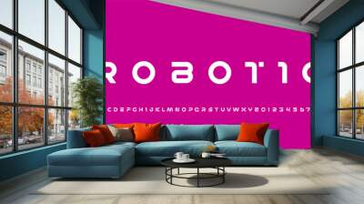 Technology font alphabet made robotic style Wall mural