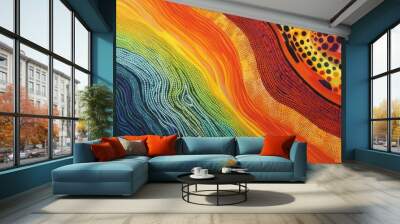 Abstract theme of Australian Indigenous Aboriginal art. Represent style and dot painting techniques. Cultural, traditional art concept.AI abstract image.	
 Wall mural