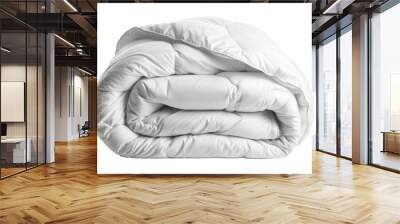 Soft folded white duvet/blanket, isolated on white background.  Wall mural