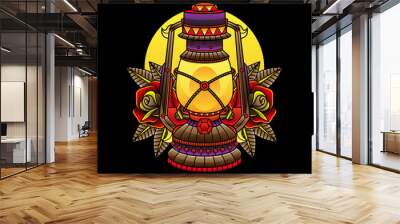 traditional oil lamp tattoos Wall mural