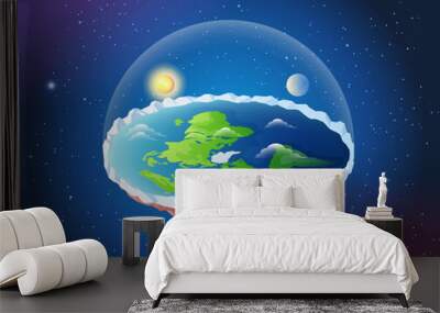 Flat earth theory concept illustration Wall mural