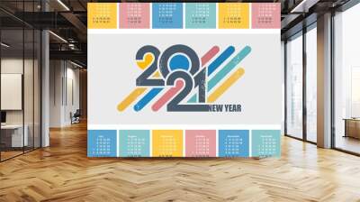 2021 nglish calendar retro style Wall mural