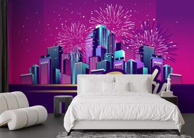 Night city party Wall mural