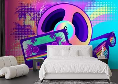 retro party wave Wall mural