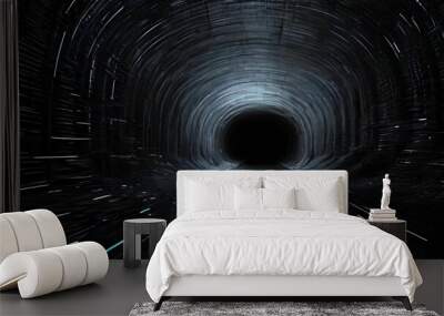 Dark tunnel with data streaming Wall mural