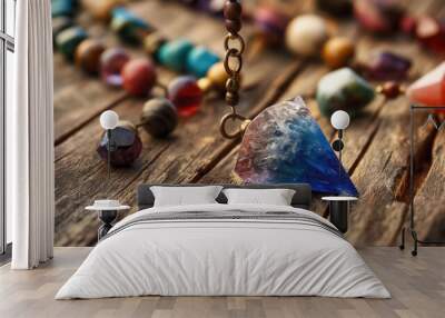 Crystals and a pendulum, used in divination and energy work to gain insight and balance chakras Wall mural