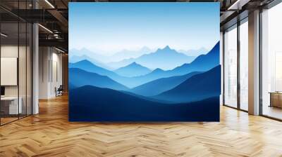 abstract blue landscape mountains illustration scenery desktop wallpaper background ai generated Wall mural