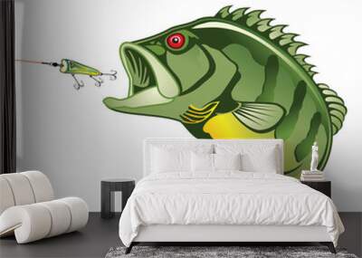 Peacock Bass strike Wall mural