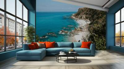 High angle shot of the beautiful view of Marinella Di Zambrone beach in Italy Wall mural