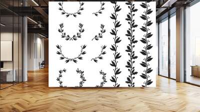 Silhouette laurel and oak wreaths in different  shapes Wall mural