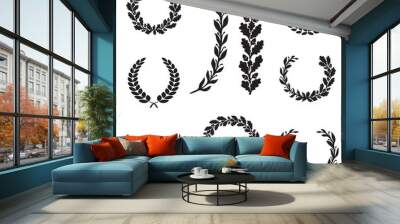 Silhouette laurel and oak wreaths in different  shapes Wall mural