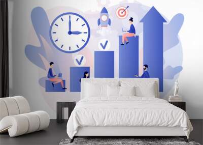 Productivity concept. Effective job planning. Discipline, time management, employee performance and self-organization. Modern flat cartoon style. Vector illustration on white background
 Wall mural