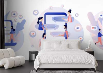 Social media concept. Flat style. Vector illustration Wall mural