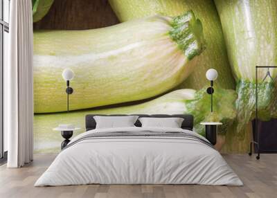 Fresh yellow zucchini close up. Top view Wall mural