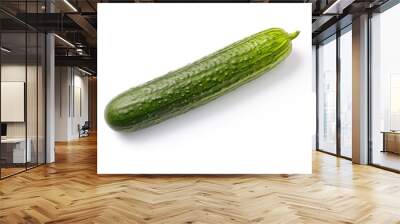 Fresh green cucumber lying on a clean surface, showcasing its smooth skin and vibrant color. Generative AI Wall mural