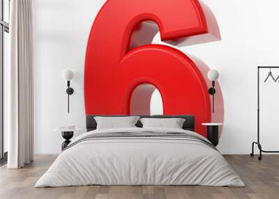 3d shiny red number collection - 6 Wall mural