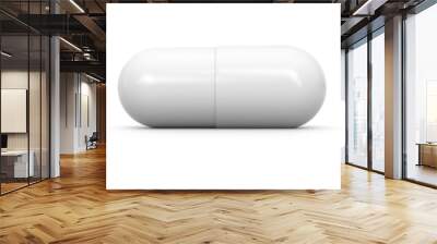 3d white pill isolated on white background Wall mural